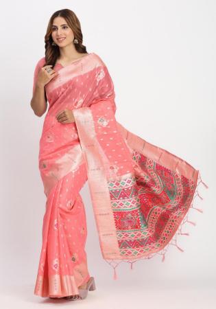 Picture of Ideal Cotton & Linen Salmon Saree
