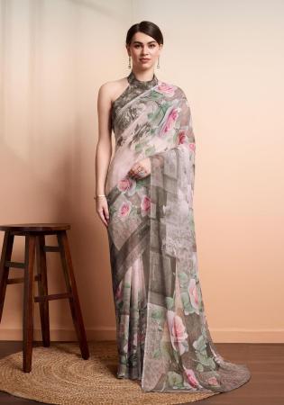 Picture of Ravishing Georgette Rosy Brown Saree