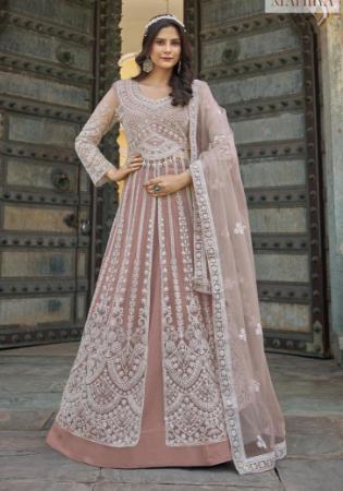 Picture of Statuesque Net Rosy Brown Anarkali Salwar Kameez