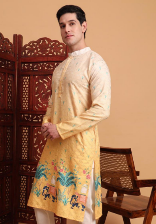 Picture of Taking Cotton Pale Golden Rod Kurtis & Tunic