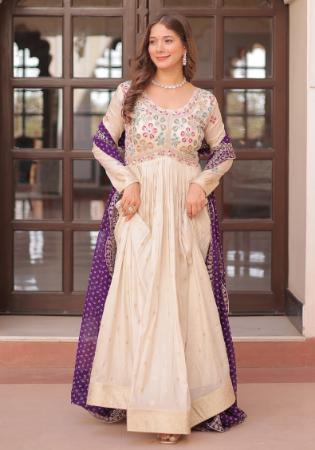 Picture of Resplendent Georgette Pale Golden Rod Readymade Gown