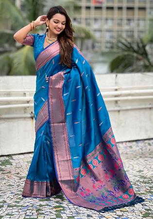 Picture of Classy Silk Dark Cyan Saree