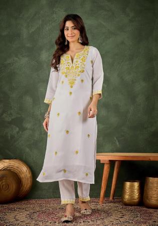 Picture of Gorgeous Silk Silver Readymade Salwar Kameez