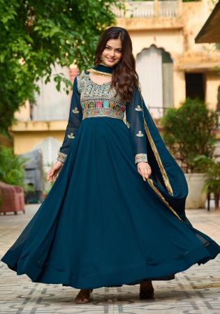 Picture of Amazing Georgette Navy Blue Readymade Gown