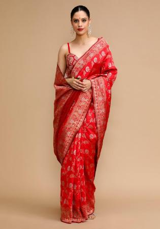 Picture of Excellent Silk Red Saree