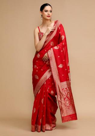 Picture of Comely Silk Crimson Saree