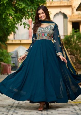 Picture of Amazing Georgette Navy Blue Readymade Gown