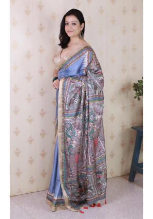 Picture of Delightful Silk Dark Grey Saree