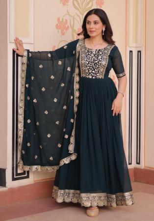 Picture of Fascinating Georgette Dark Slate Grey Readymade Gown