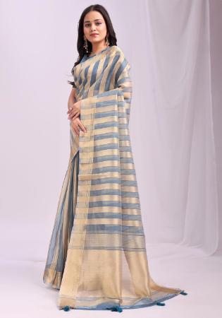 Picture of Pleasing Organza Light Slate Grey Saree