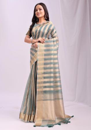 Picture of Sightly Organza Light Slate Grey Saree