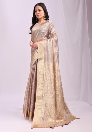Picture of Lovely Organza Rosy Brown Saree