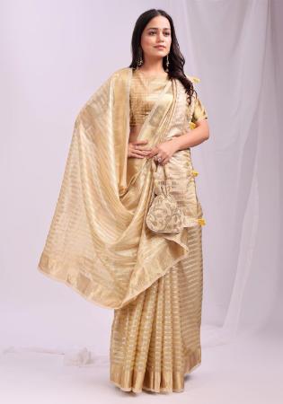 Picture of Pretty Organza Dark Khaki Saree