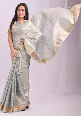Picture of Shapely Organza Light Slate Grey Saree