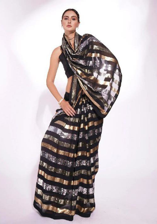 Picture of Enticing Georgette Black Saree