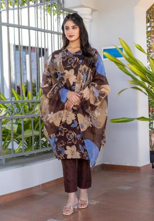 Picture of Magnificent Cotton Brown Readymade Salwar Kameez