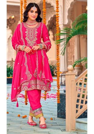 Picture of Admirable Chiffon Deep Pink Straight Cut Salwar Kameez