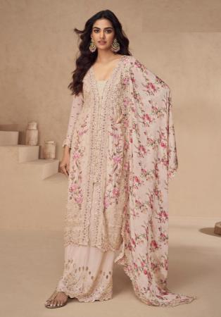 Picture of Nice Chiffon Tan Straight Cut Salwar Kameez