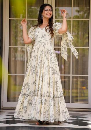 Picture of Beauteous Rayon Off White Readymade Gown