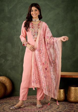 Picture of Sightly Silk Dark Salmon Readymade Salwar Kameez