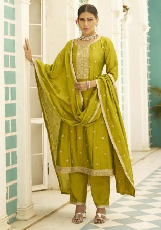 Picture of Shapely Silk Dark Golden Rod Readymade Salwar Kameez