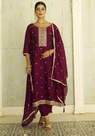 Picture of Enticing Silk Purple Readymade Salwar Kameez