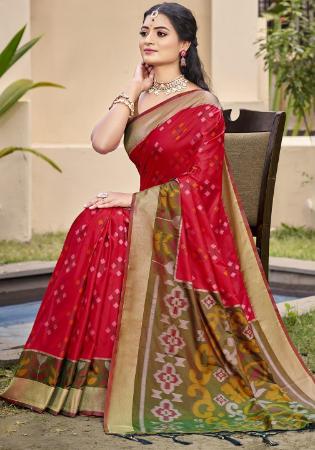 Picture of Well Formed Silk Red Saree