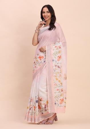 Picture of Bewitching Cotton & Linen Lavender Blush Saree