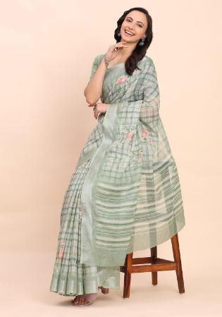 Picture of Sublime Cotton & Linen Off White Saree