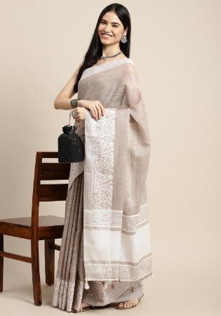 Picture of Gorgeous Linen Rosy Brown Saree