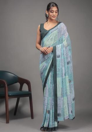 Picture of Beauteous Georgette Medium Spring Green Saree