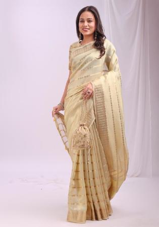 Picture of Enticing Organza Pale Golden Rod Saree
