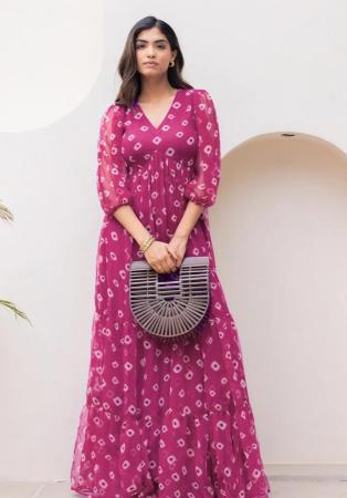 Picture of Appealing Georgette Brown Readymade Gown