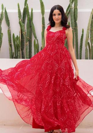 Picture of Amazing Georgette Crimson Readymade Gown