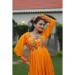 Picture of Sightly Rayon Dark Orange Party Wear Gown