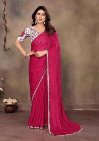 Picture of Exquisite Georgette Pale Violet Red Saree