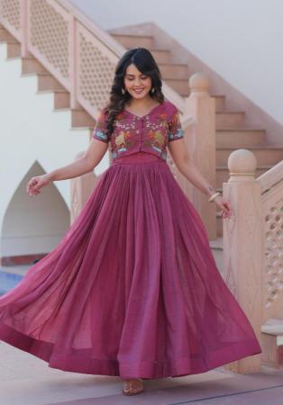 Picture of Alluring Chiffon Brown Readymade Gown