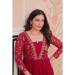 Picture of Charming Georgette Crimson Readymade Gown