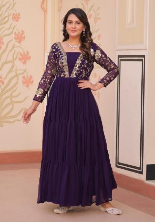 Picture of Shapely Georgette Purple Readymade Gown