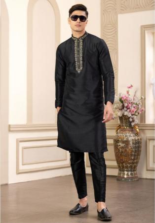 Picture of Pleasing Silk Black Kurtas