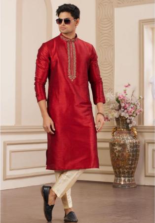 Picture of Wonderful Silk Fire Brick Kurtas