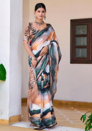 Picture of Bewitching Cotton & Linen Burly Wood Saree