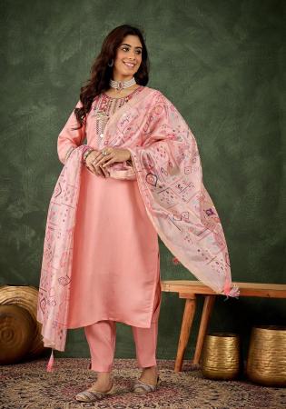 Picture of Pretty Silk Pale Violet Red Readymade Salwar Kameez