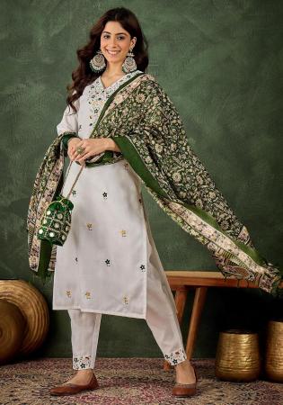 Picture of Elegant Silk White Readymade Salwar Kameez