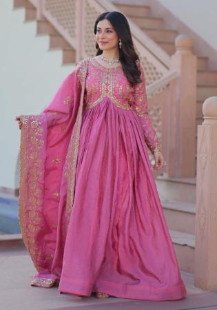 Picture of Lovely Silk Pink Readymade Gown