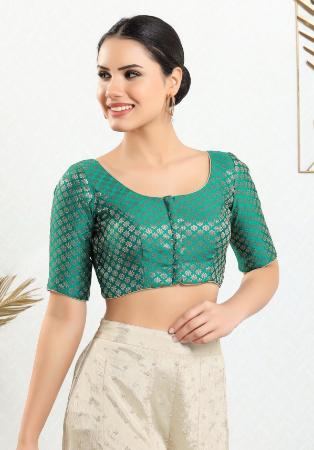 Picture of Stunning Chiffon Light Sea Green Designer Blouse