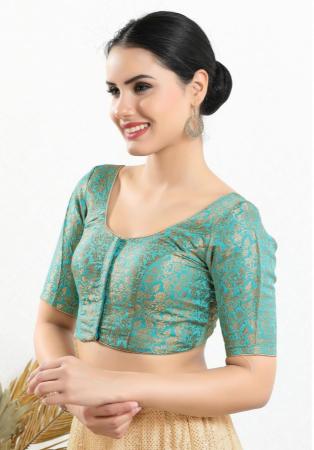 Picture of Delightful Chiffon Cadet Blue Designer Blouse