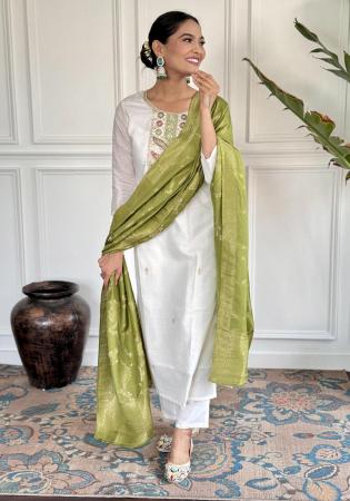 Picture of Sublime Silk White Smoke Readymade Salwar Kameez
