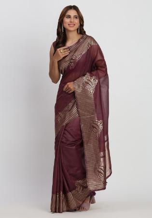 Picture of Well Formed Cotton & Linen Purple Saree