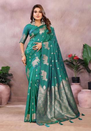 Picture of Delightful Silk Sea Green Saree